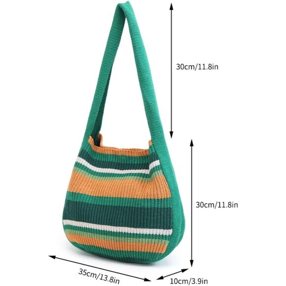 Women's Green-A Shoulder Handbags Crocheted Bags Large Knit Bag Tote Bag - Picture 2 of 9